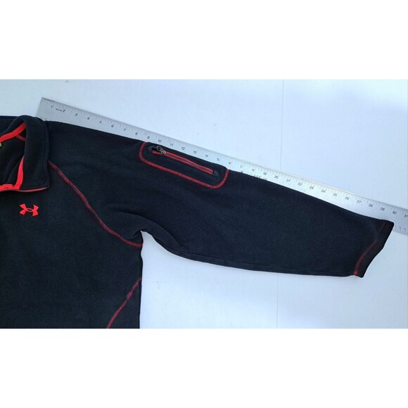 Under Armour Men's Large Black Red Fleece Pullover 1/4 Zip Run Gym Sweater - Picture 8 of 8